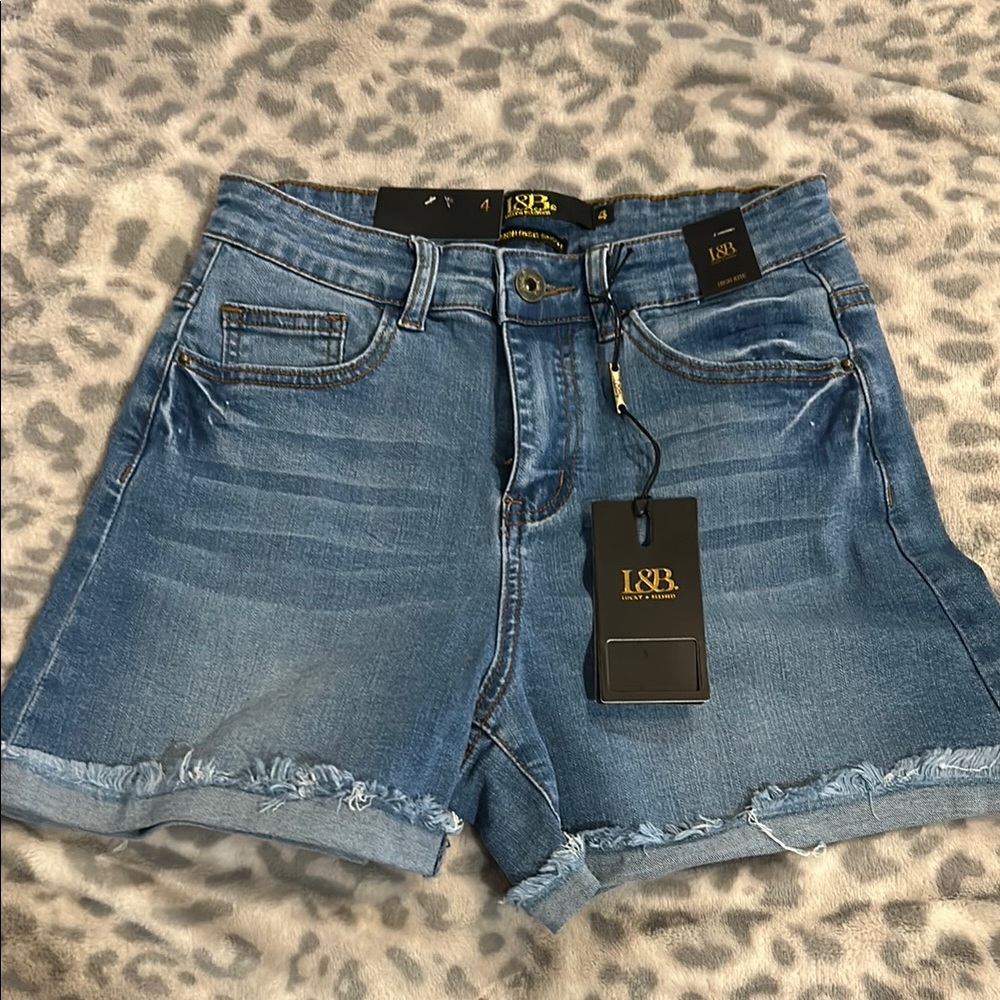 L&B Blue Jean Shorts with Distressed Hem
